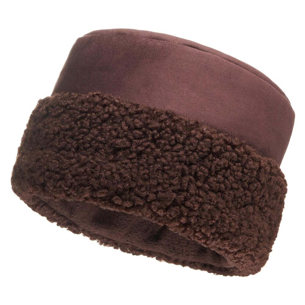 2710 Sherpa Trim Hat - Winter Hats - Suede Hat with Sherpa Fleece L, Dark